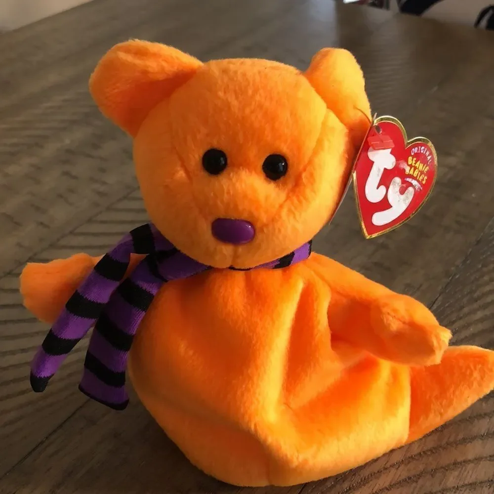 20th Anniversary Shivers 👻 the Ghost Pumpkin 🎃 orange 🍊 👻 Ty Beanies 2003